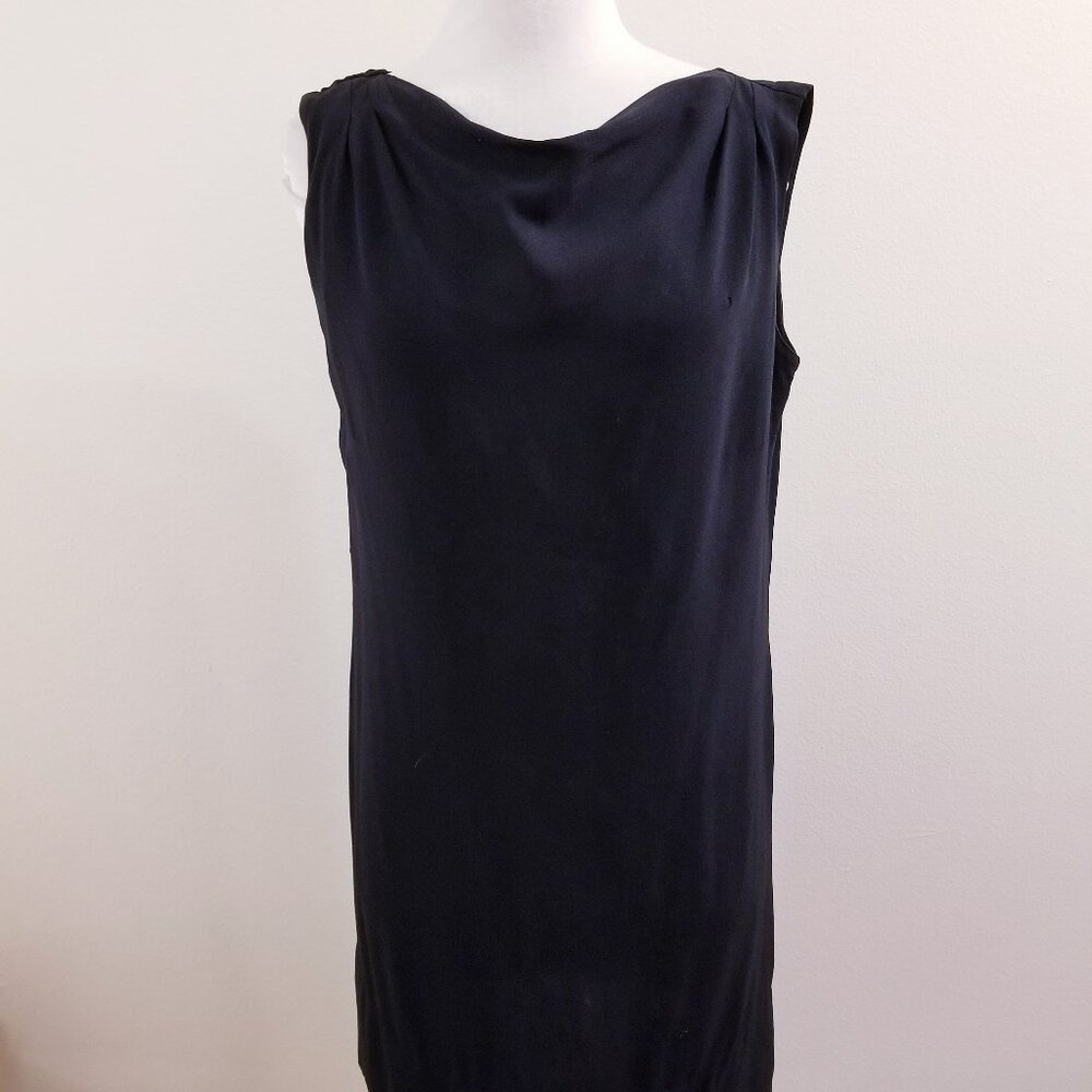 60s Vintage Dark Navy Crepe Shift - XL - VOLUP